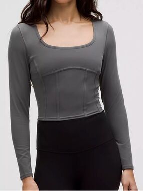 lululemon athletica Gray Long Sleeve Crop Top